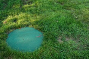 Green Septic Tank Lid in Grass Decatur Illinois
