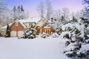 A beautiful home in Springfield, IL with snow covering the ground.