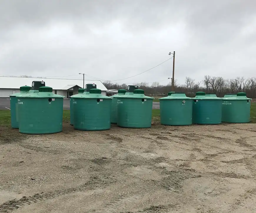 a row of new aqua safe septic tanks decatur il