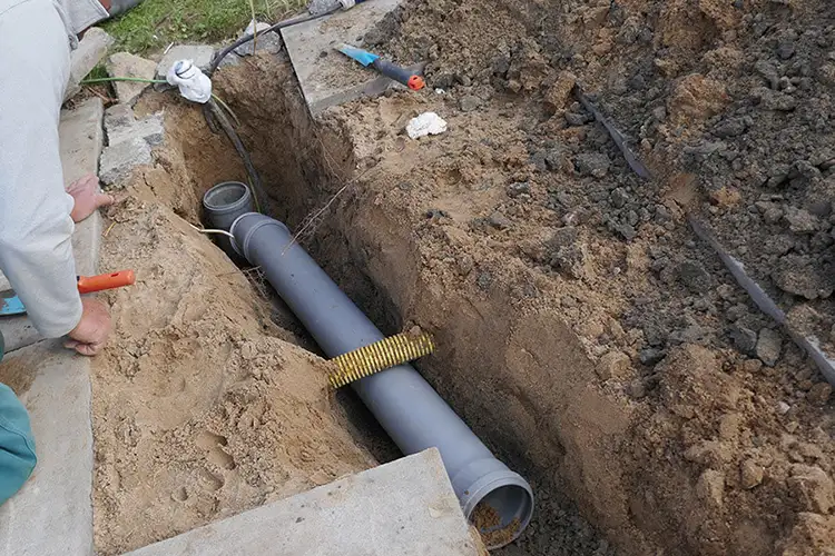 man working on a residential sewer line decatur il