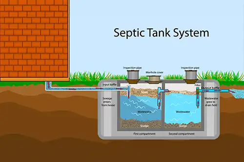 Septic Specialists—A septic system diagram to highlight how the tank works on properties in Decatur, IL.
