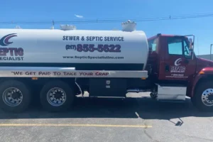 Sewer & Septic Specialist—A sewer & septic truck parked in a parking lot in Decatur, IL.