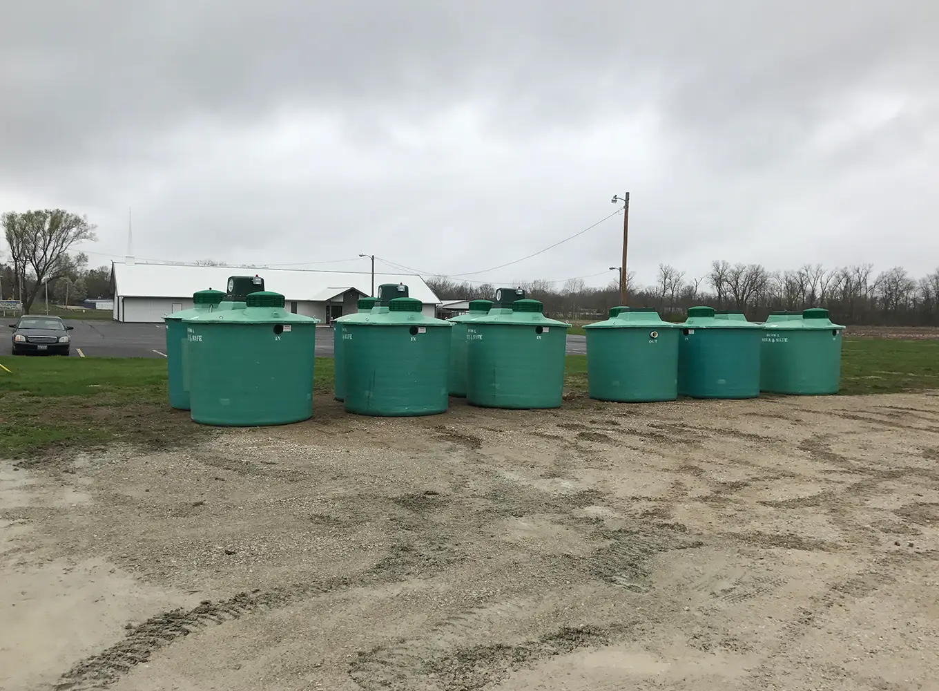 a row of new aqua safe septic tanks decatur il